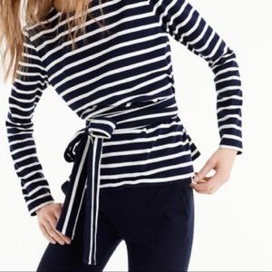 J Crew striped tie waist top